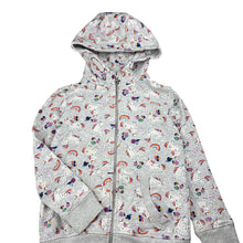 Load image into Gallery viewer, Girls Next, fleece lined zip hoodie sweater, unicorns, FUC, size 7,  