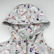 Load image into Gallery viewer, Girls Next, fleece lined zip hoodie sweater, unicorns, FUC, size 7,  