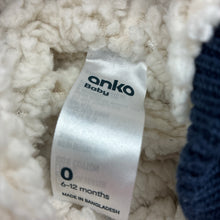 Load image into Gallery viewer, Unisex Anko, thick fleece lined knitted cotton hooded cardigan, GUC, size 0,  