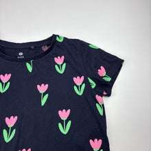 Load image into Gallery viewer, Girls Target, navy floral organic cotton tee / top, GUC, size 8,  