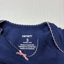 Load image into Gallery viewer, Girls Carter's, navy cotton bodysuit / romper, adorable, GUC, size 000,  