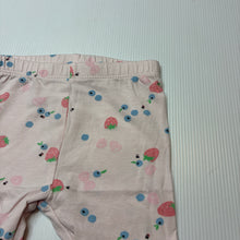 Load image into Gallery viewer, Girls Target, pink stretchy leggings / bottoms, fruit, EUC, size 000,  