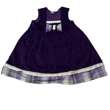 Load image into Gallery viewer, Girls purple, vintage purple velvet party dress, L: 45cm, EUC, size 0, L: 42cm