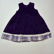 Load image into Gallery viewer, Girls purple, vintage purple velvet party dress, L: 45cm, EUC, size 0, L: 42cm