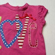 Load image into Gallery viewer, Girls Milky, pink stretchy romper,love, GUC, size 000,  