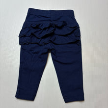 Load image into Gallery viewer, Girls Dymples, navy ruffle leggings / bottoms, EUC, size 000,  