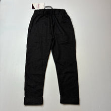 Load image into Gallery viewer, Girls Piazza Italia, black &amp; silver soft stretchy pants, elasticated, Inside leg: 41cm, NEW, size 5-6,  