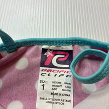 Load image into Gallery viewer, Girls Pacific Cliff, pink spot tankini swim top, GUC, size 1,  