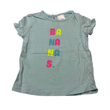 Load image into Gallery viewer, Girls Target, blue lightweight cotton t-shirt / top,bananas, GUC, size 00,  