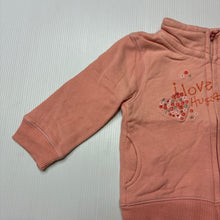 Load image into Gallery viewer, Girls Target, peach zip-up sweater, *discolouration*, FUC, size 000,  