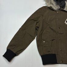 Load image into Gallery viewer, Girls Mambo, khaki jacket / coat, faux fur trim hood, GUC, size 10,  