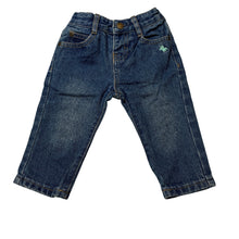 Load image into Gallery viewer, Unisex Poney, blue denim jeans, adjustable, GUC, size 0,  