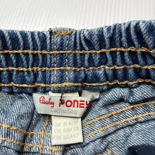 Load image into Gallery viewer, Unisex Poney, blue denim jeans, adjustable, GUC, size 0,  
