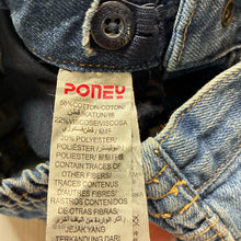 Load image into Gallery viewer, Unisex Poney, blue denim jeans, adjustable, GUC, size 0,  