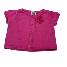 Load image into Gallery viewer, Girls Carter's, pink knit cotton short sleeve cardigan, GUC, size 6 months,  