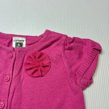 Load image into Gallery viewer, Girls Carter's, pink knit cotton short sleeve cardigan, GUC, size 6 months,  