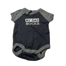 Load image into Gallery viewer, Boys Target, grey cotton bodysuit / romper, dad rocks, GUC, size 0000,  
