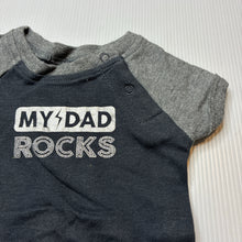 Load image into Gallery viewer, Boys Target, grey cotton bodysuit / romper, dad rocks, GUC, size 0000,  