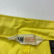 Load image into Gallery viewer, Girls H&amp;M, yellow stretch cotton shorts, W: 33.5cm across, EUC, size 13,  