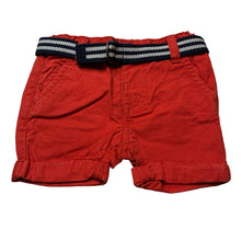 Load image into Gallery viewer, Boys Baby by Gemo, dark orange cotton shorts, adjustable, belt, GUC, size 6 months,  