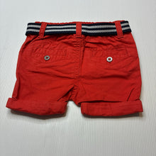 Load image into Gallery viewer, Boys Baby by Gemo, dark orange cotton shorts, adjustable, belt, GUC, size 6 months,  