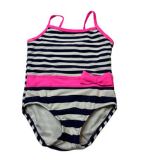 Load image into Gallery viewer, Girls Lily &amp; Dan, navy stripe swim one-piece, EUC, size 1,  