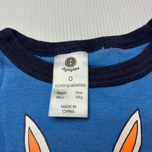 Load image into Gallery viewer, Boys Dymples, blue cotton pyjama top, hero, GUC, size 0,  