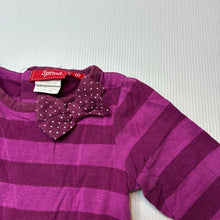 Load image into Gallery viewer, Girls Sprout, purple stripe soft cotton long sleeve dress, EUC, size 00, L: 33cm