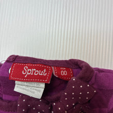 Load image into Gallery viewer, Girls Sprout, purple stripe soft cotton long sleeve dress, EUC, size 00, L: 33cm
