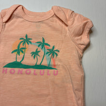 Load image into Gallery viewer, Girls Cotton On Baby, peach bodysuit / romper,Honolulu, FUC, size 00,  