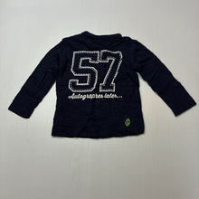 Load image into Gallery viewer, Boys navy, cotton long sleeve t-shirt / top, EUC, size 00,  