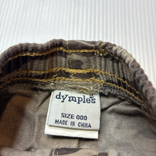 Load image into Gallery viewer, Boys Dymples, cotton camo print shorts,elasticated, EUC, size 000,  