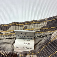 Load image into Gallery viewer, Boys Dymples, cotton camo print shorts,elasticated, EUC, size 000,  