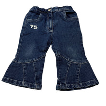 Load image into Gallery viewer, Girls Minihaha Baby, blue stretch denim bootcut jeans,elasticated, GUC, size 0,  