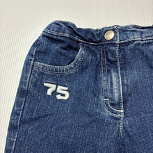 Load image into Gallery viewer, Girls Minihaha Baby, blue stretch denim bootcut jeans,elasticated, GUC, size 0,  