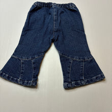 Load image into Gallery viewer, Girls Minihaha Baby, blue stretch denim bootcut jeans,elasticated, GUC, size 0,  