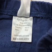 Load image into Gallery viewer, Girls Dymples, navy ruffle leggings / bottoms, EUC, size 000,  