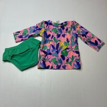 Load image into Gallery viewer, Girls Target, long sleeve rashie &amp; swim bottoms set, NEW, size 000,  