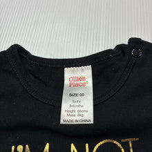 Load image into Gallery viewer, Girls Ollie's Place, black cotton bodysuit / romper, EUC, size 00,  