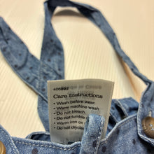 Load image into Gallery viewer, Girls Dymples, chambray cotton suspender shorts,elasticated, GUC, size 00,  