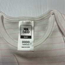 Load image into Gallery viewer, Girls Kids &amp; Co Baby, pink &amp; white cotton bodysuit / romper, EUC, size 0000,  