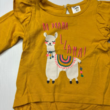 Load image into Gallery viewer, Girls Baby Berry, mustard cotton long sleeve top,llama, EUC, size 00,  