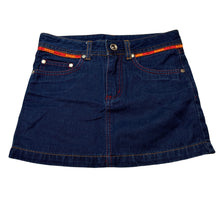 Load image into Gallery viewer, Girls Mambo, blue denim skirt, W: 32cm across, L: 28.5cm, GUC, size 8,  