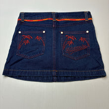 Load image into Gallery viewer, Girls Mambo, blue denim skirt, W: 32cm across, L: 28.5cm, GUC, size 8,  
