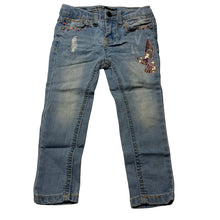 Load image into Gallery viewer, Girls Vigoss, distressed stretch denim jeans, embroidered, Inside leg: 32cm, FUC, size 2,  