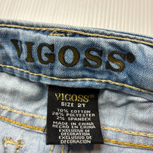 Load image into Gallery viewer, Girls Vigoss, distressed stretch denim jeans, embroidered, Inside leg: 32cm, FUC, size 2,  