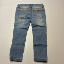 Load image into Gallery viewer, Girls Vigoss, distressed stretch denim jeans, embroidered, Inside leg: 32cm, FUC, size 2,  