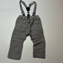 Load image into Gallery viewer, Boys Next, grey cotton pants, adjustable, braces, GUC, size 00,  