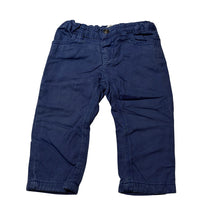 Load image into Gallery viewer, Boys Urb, cotton lined blue cotton pants, adjustable, GUC, size 12 months,  