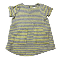 Load image into Gallery viewer, Girls Target, grey &amp; yellow stripe casual dress, EUC, size 00, L: 33cm